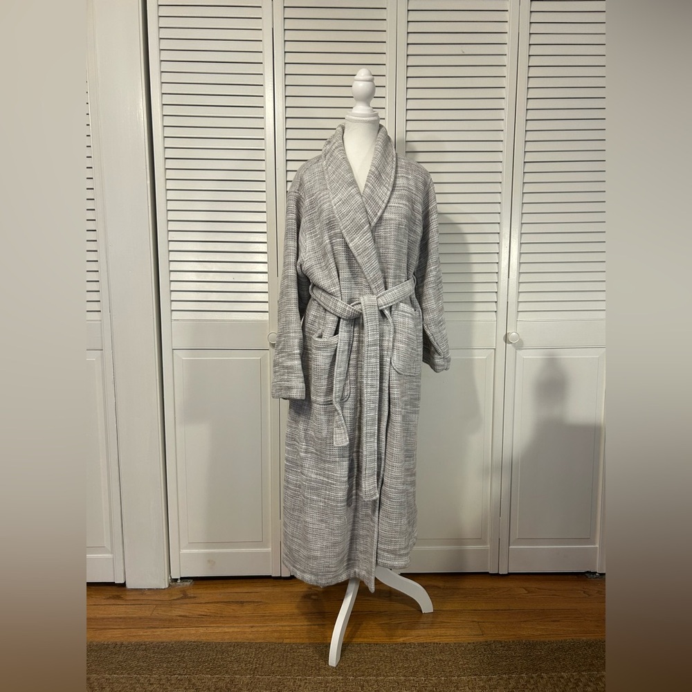 Spa Essentials by Sleep Sense Heather Gray Robe 100% Turkish Cotton Size XL
